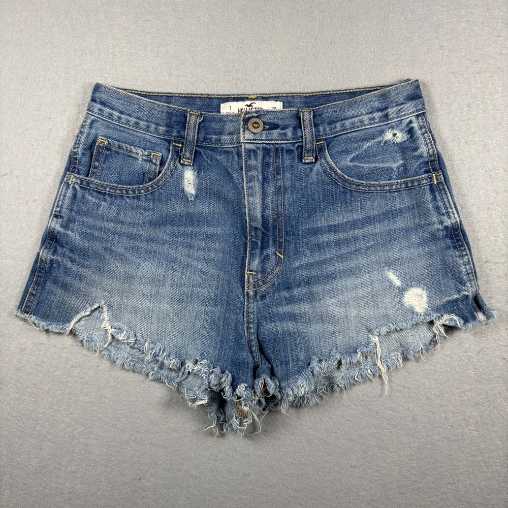 Hollister Denim Shorts Women's Size 1/W25 Cut Off Distressed Blue Jean Frayed